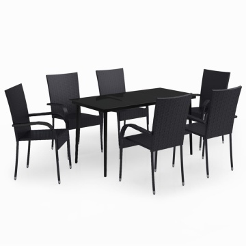 Set de servit masa pentru grădină, 7 piese, negru - Img 2