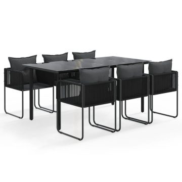 Set de servit masa pentru grădină, 7 piese, negru - Img 2