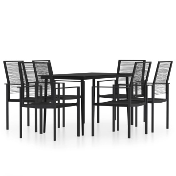 Set de servit masa pentru grădină, 7 piese, negru - Img 2