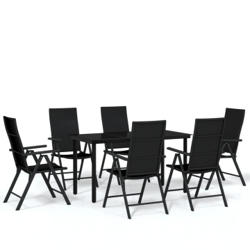 Set de servit masa pentru grădină, 7 piese, negru - Img 2