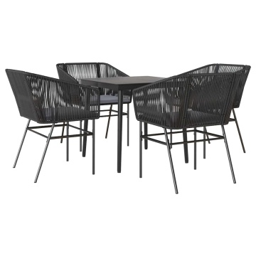 Set de sufragerie de grădină 5 piese neagră Sticlă Poly Rattan - Img 2