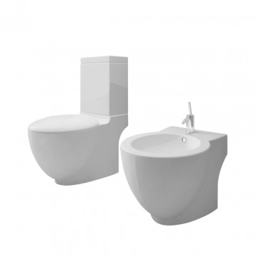 Set de toaletă & bideu, alb, ceramică - Img 2