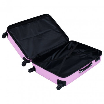 Set de valize cu carcasă rigidă, 3 piese, roz, ABS - Img 4