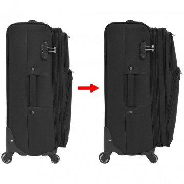 Set de valize din material textil, 3 piese, negru - Img 6