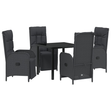 Set dining grădină 5 piese cu perne Negru Poliratan - Img 2