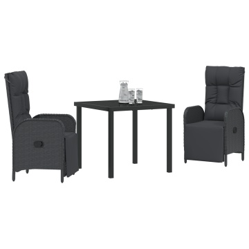 Set Dining Grădină cu Pernă Negru Rattan Poli - Img 3