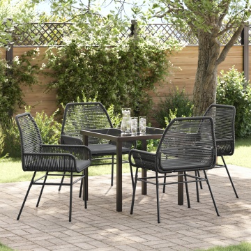 Set Dinning Grădină 5 piese cu Perne Negru Ratan Polimer - Img 1