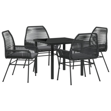 Set Dinning Grădină 5 piese cu Perne Negru Ratan Polimer - Img 2