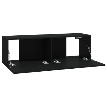 Set dulap TV, 6 piese, negru, lemn prelucrat - Img 6