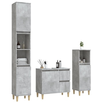 Set dulapuri de baie, 3 piese, gri beton, lemn prelucrat - Img 3