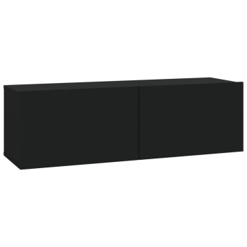Set dulapuri TV, 3 piese, negru, lemn prelucrat - Img 7