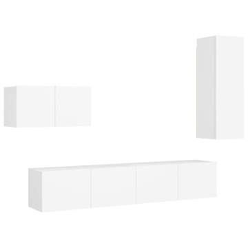 Set dulapuri TV, 4 piese, alb, lemn prelucrat - Img 2