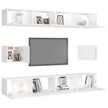 Set dulapuri TV, 6 piese, alb, lemn prelucrat - Img 3