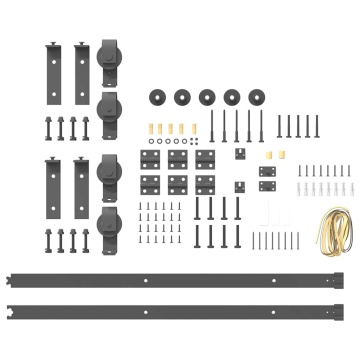 Set feronerie pentru ușă glisantă, negru, 183 cm, oțel - Img 8