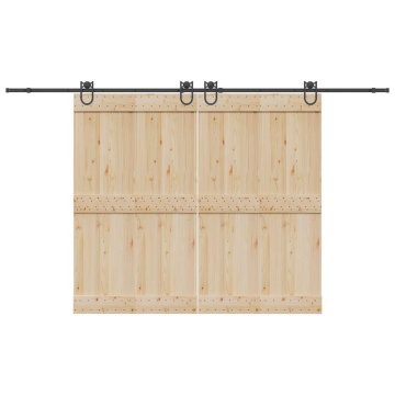 Set feronerie pentru ușă glisantă, negru, 183 cm, oțel - Img 1