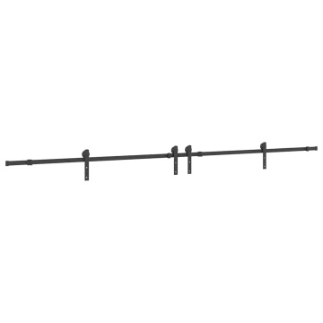 Set feronerie pentru ușă glisantă, negru, 183 cm, oțel - Img 2