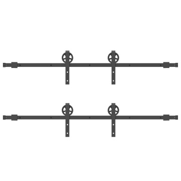 Set feronerie pentru ușă glisantă, negru, 183 cm, oțel - Img 6