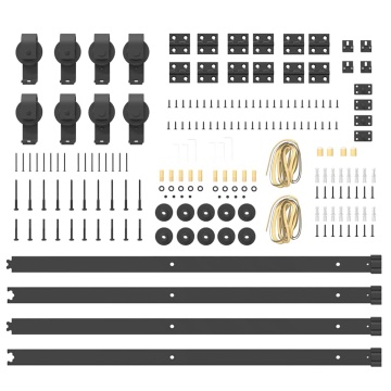 Set feronerie pentru ușă glisantă, negru, 183 cm, oțel - Img 6