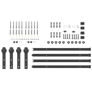 Set feronerie pentru ușă glisantă, negru, 183 cm, oțel - Img 7