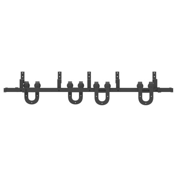 Set feronerie pentru ușă glisantă, negru, 183 cm, oțel - Img 8