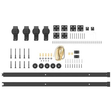 Set feronerie pentru uși glisante, negru, 200 cm, oțel - Img 8