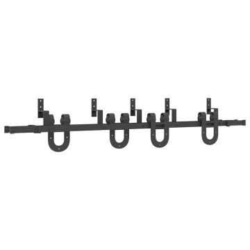 Set feronerie pentru uși glisante, negru, 200 cm, oțel - Img 2