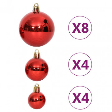 Set globuri de Crăciun, 64 piese, roșu și alb - Img 6