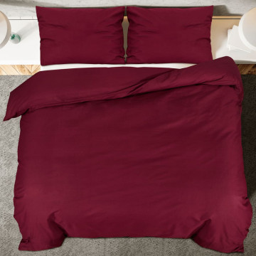 Set lenjerie cu husă de pilotă, bordo, 140x200 cm, bumbac - Img 8