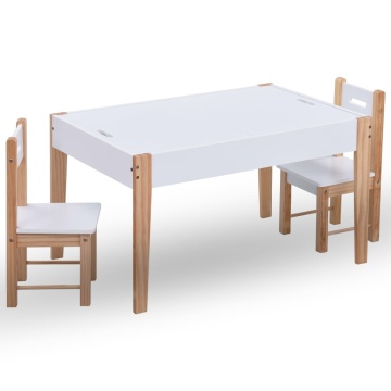 Set masă cu scaune pentru copii cu tablă, 3 piese, negru și alb - Img 1