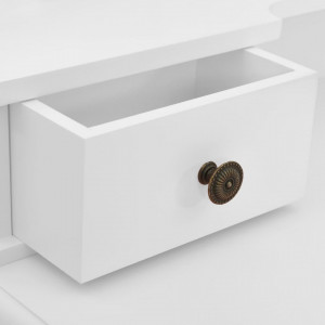 Set masă de toaletă cu taburet alb 80x69x141 cm lemn paulownia - Img 2