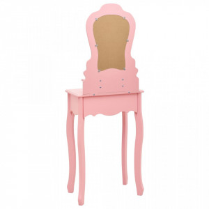 Set masă de toaletă cu taburet roz 50x59x136 cm lemn paulownia - Img 5