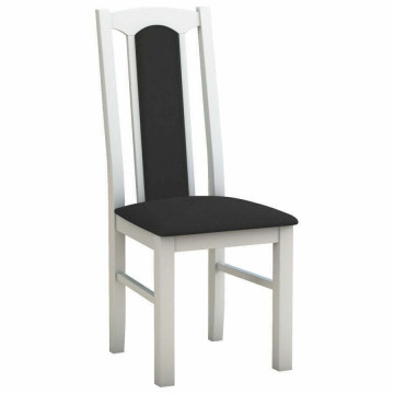 Set masa extensibila 120x150cm cu 6 scaune tapitate, mb-13 max5 si s-37 boss7 b22, alb, lemn masiv de fag, stofa - Img 7