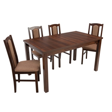 Set masa extensibila 140-180x80 cm cu 4 scaune tapitate, mb-21 modena1 si s-37 boss7 o15, nuc, lemn masiv de fag, stofa - Img 3