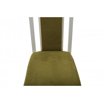 Set masa extensibila kan 100x135 cm, lemn masiv alb, blat din mdf cu 4 scaune tapitate zim standard, stofa petra verde - Img 8