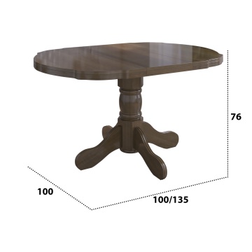 Set masa extensibila Kan 100x135 cm, lemn masiv, culoare nuc, blat din mdf cu 6 scaune tapitate S-37 Boss7 o2, stofa - Img 6