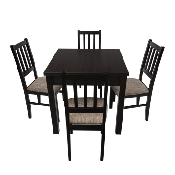 Set masa fixa 80 cm cu 4 scaune tapitate, mb-13 max9 si s-38 boss4 w2, wenge, lemn masiv de fag, stofa - Img 3