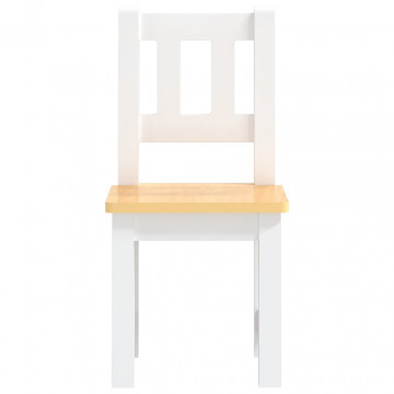 Set masă&scaune pentru copii, 3 piese, alb și bej, MDF - Img 8
