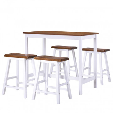 Set masă și scaune de bar, 5 piese, lemn masiv - Img 2