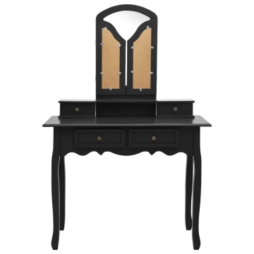 Set masă toaletă cu taburet negru 100x40x146 cm lemn paulownia - Img 4