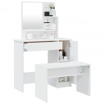 Set măsuță de toaletă, alb extralucios, 86,5x35x136 cm - Img 4