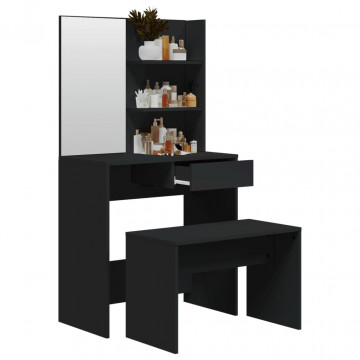 Set măsuță de toaletă, negru, 74,5x40x141 cm - Img 4