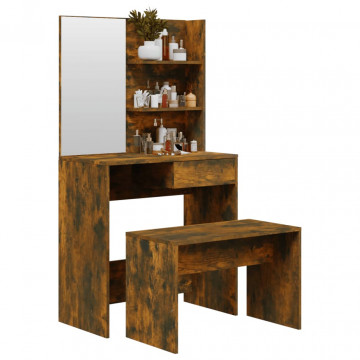 Set măsuță de toaletă, stejar afumat, 74,5x40x141 cm - Img 3