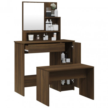 Set măsuță de toaletă, stejar maro, 86,5x35x136 cm - Img 4