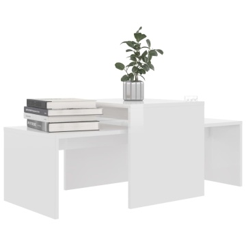 Set măsuțe cafea, alb extralucios, 100x48x40 cm, lemn prelucrat - Img 3
