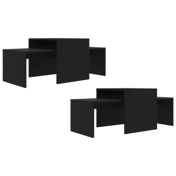 Set măsuțe de cafea, negru, 100x48x40 cm, PAL - Img 7