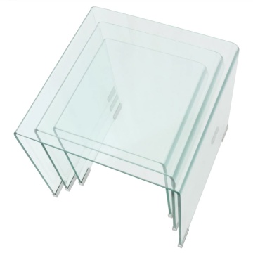 Set mese suprapuse, sticlă călită transparentă, trei piese - Img 4