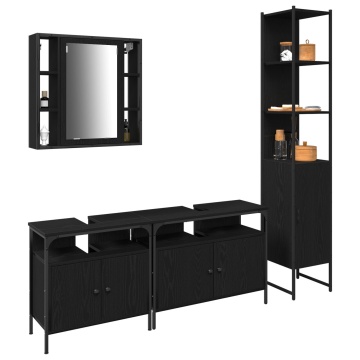 Set mobilier baie 4 piese Stejar negru Lemn prelucrat - Img 3
