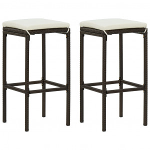 Set mobilier bar de grădină cu perne, 3 piese, maro - Img 2