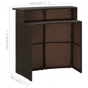 Set mobilier bar de grădină cu perne, 3 piese, maro - Img 6