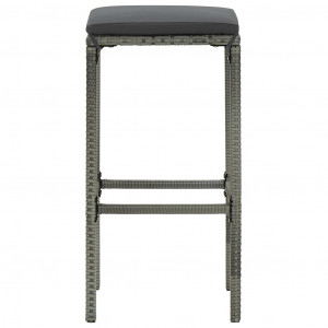 Set mobilier bar de grădină cu perne, 5 piese, gri, poliratan - Img 8